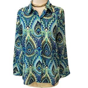 NWT Buckhead Bettie’s Sonoma Blue Olivia Shirt Blouse M